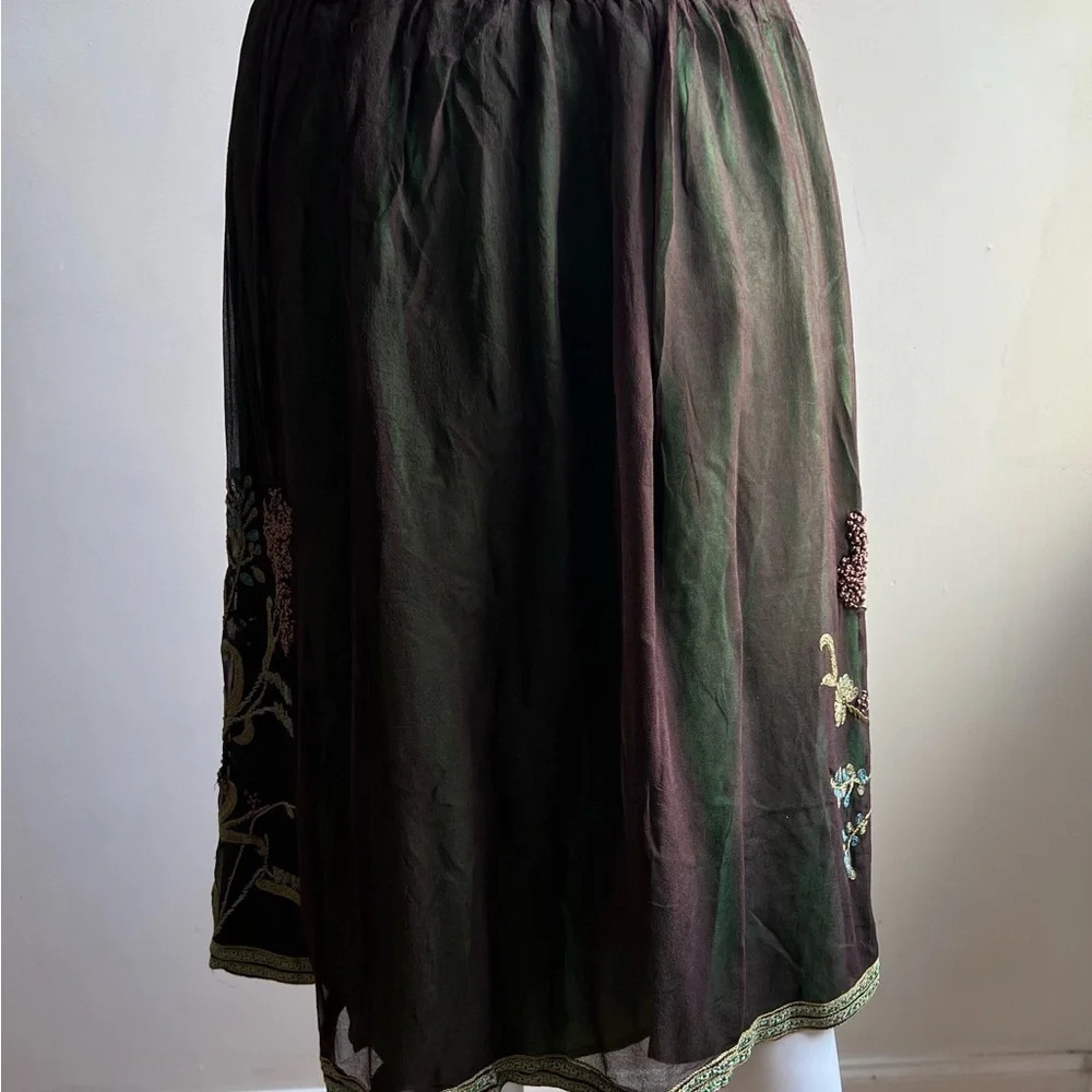 White Chocolate Size M Chiffon Green Beaded Skirt Forest Fairy Boho Whimsigoth - Picture 5 of 9
